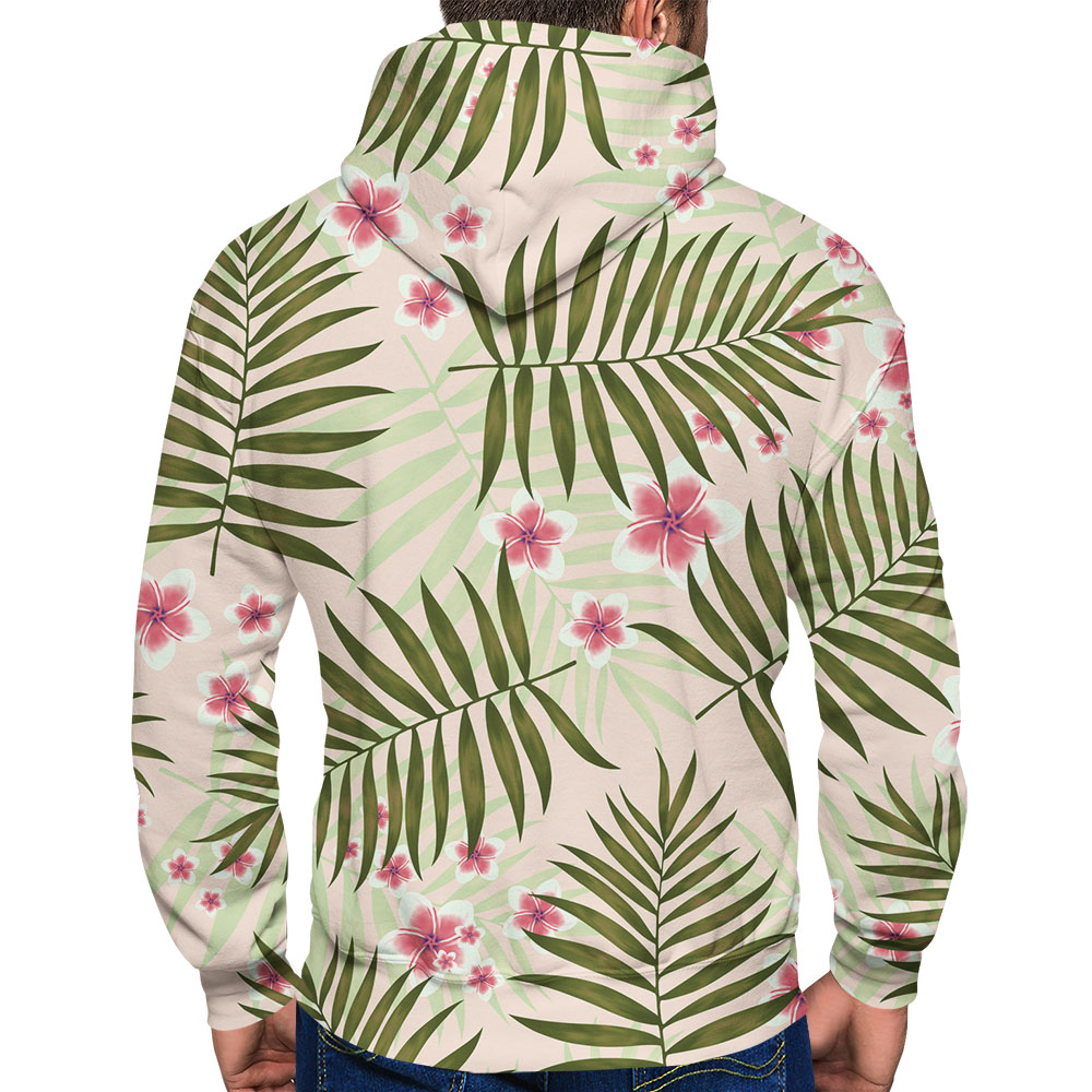 Tropical Plants With Flowers ZipUp Hoodie Hoodie Lab
