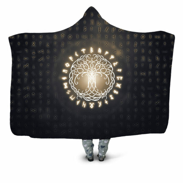 Glowing Runes of Yggdrasil – Gold Blanket - Hoodie Lab