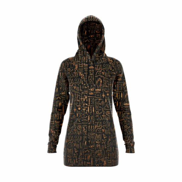 Egyptian Glyphs – Golden Hoodie Dress - Hoodie Lab