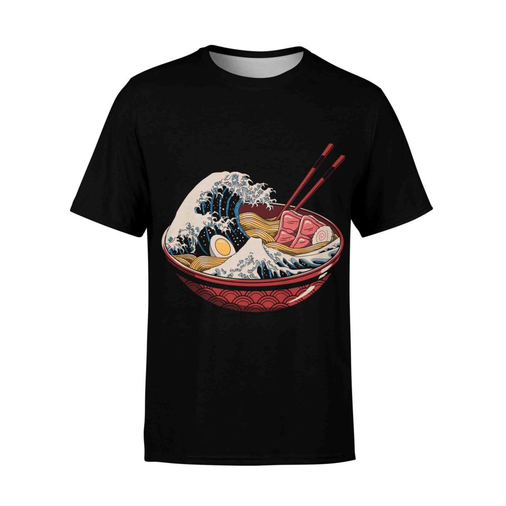 Sweat à Capuche Great Wave Of Kanagawa Ramen - Design Hokusai Avec Bol De Nouilles, Coupe Classique, 241g