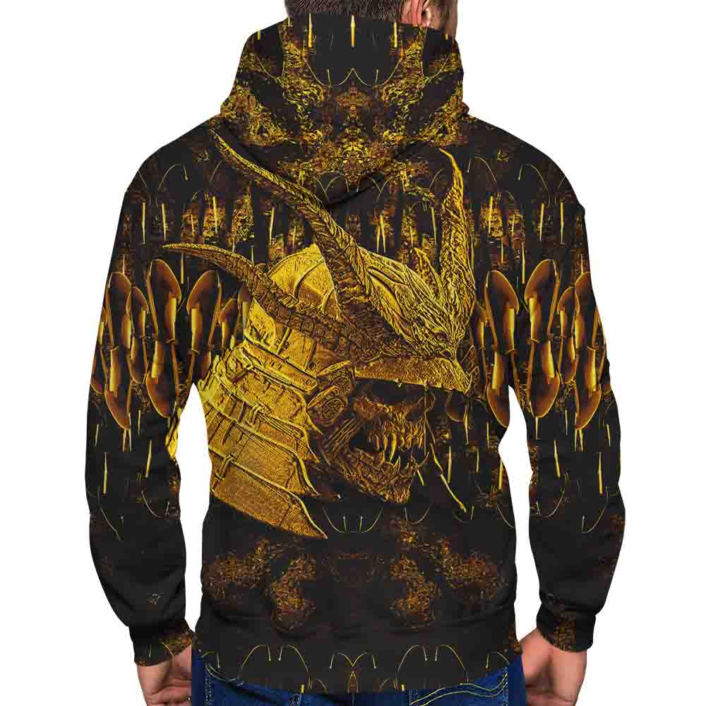 Golden Oni Samurai Zip-Up Hoodie | Hoodie Lab