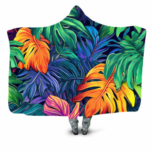 PSYCHEDELIC LEAVES – 01 Hooded Blanket - Hoodie Lab