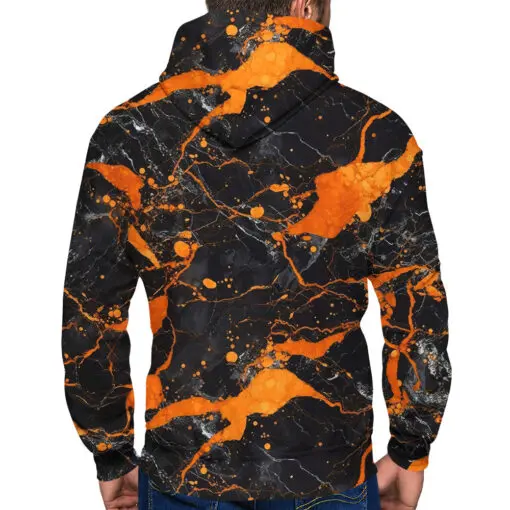 BLACK AND ORANGE MARBLE Zip-Up Hoodie - Artist Designed | Hoodie Lab