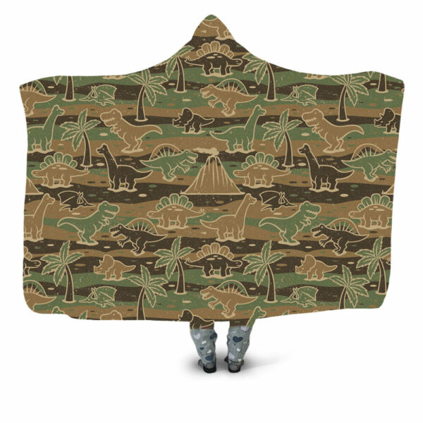 Jurassic Vintage T-Rex Dinosaur Camouflage Pattern Hooded Blanket - Hoodie Lab