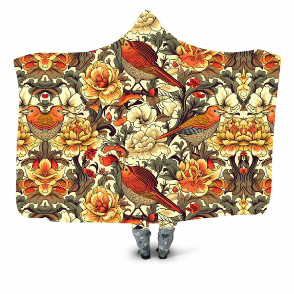 BIRDS AND FLOWERS Hooded Blanket - Hoodie Lab