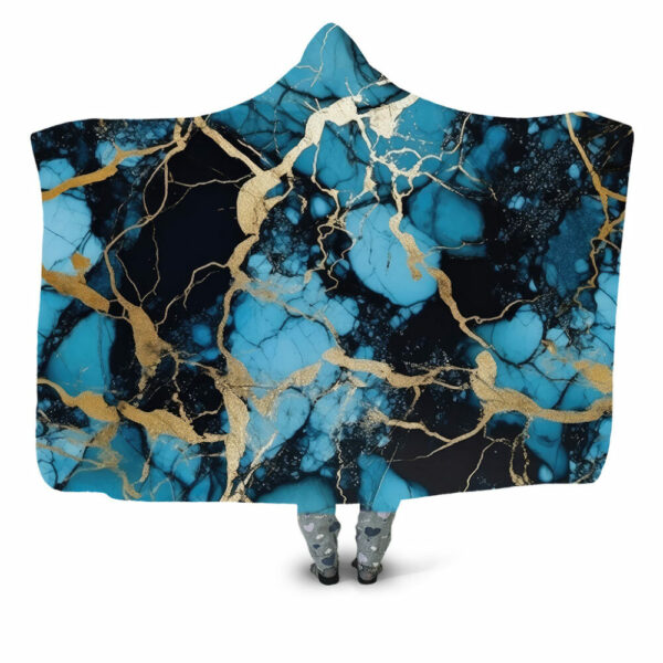 BLACK & BLUE MARBLE Hooded Blanket - Hoodie Lab