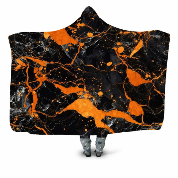 BLACK AND ORANGE MARBLE Hooded Blanket - Hoodie Lab