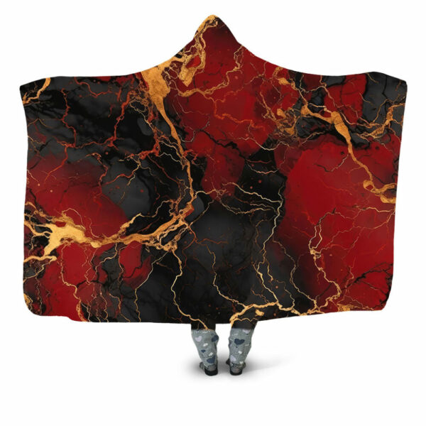 BLACK & RED MARBLE Hooded Blanket - Hoodie Lab