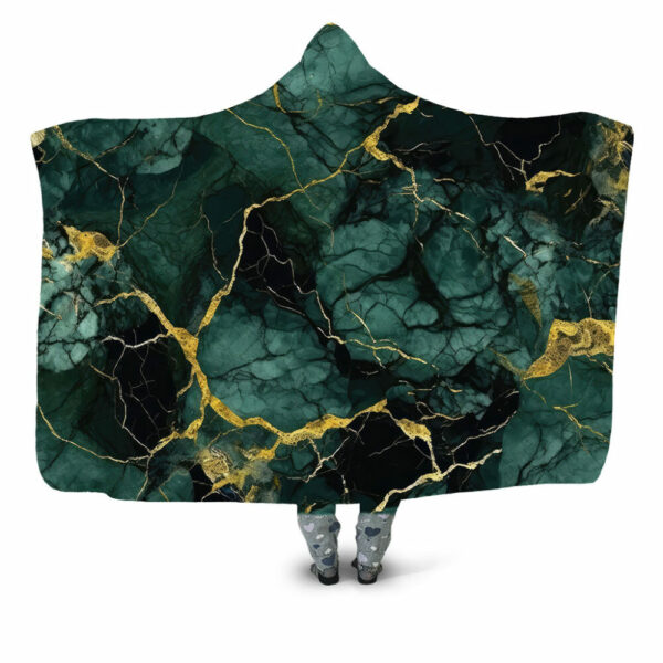 GREEN & BLACK MARBLE Hooded Blanket - Hoodie Lab