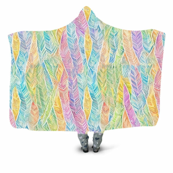 Pastel Feathers Hooded Blanket - Hoodie Lab