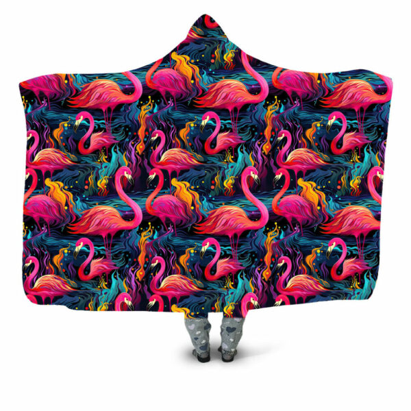Flamingos2 Hooded Blanket - Hoodie Lab