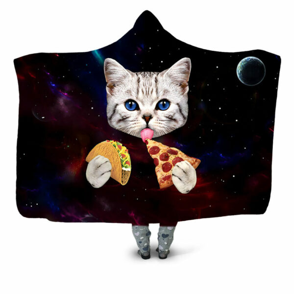 Cat Taco Pizza Hooded Blanket - Hoodie Lab
