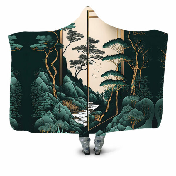 door to the forest dimension minimal ukiyoe Hooded Blanket - Hoodie Lab