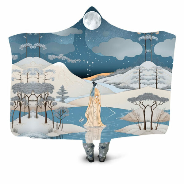 lady of the lake japanese ukiyoe Hooded Blanket - Hoodie Lab