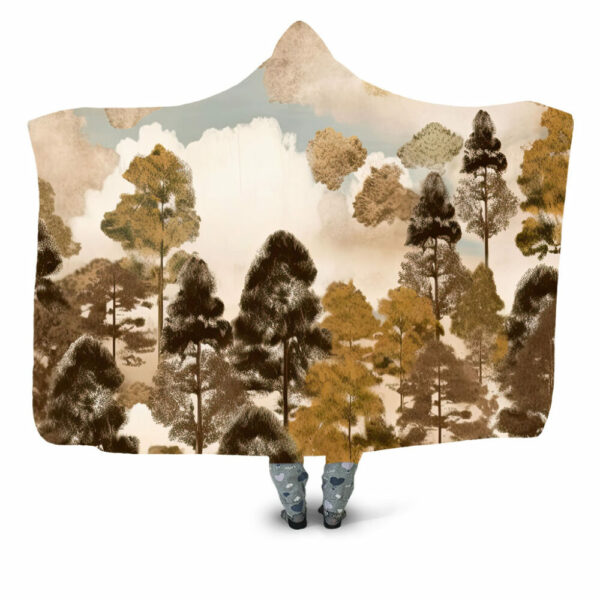 a misty forest of gold and beige Hooded Blanket - Hoodie Lab