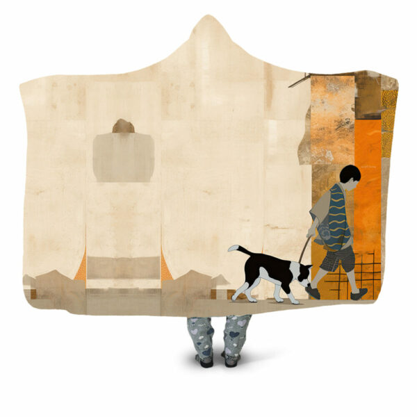 walking the dog in tokyo Hooded Blanket - Hoodie Lab