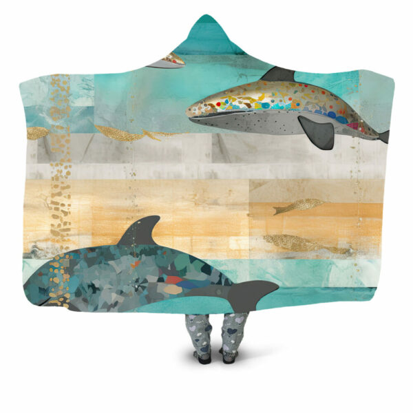 colorful whales collage Hooded Blanket - Hoodie Lab