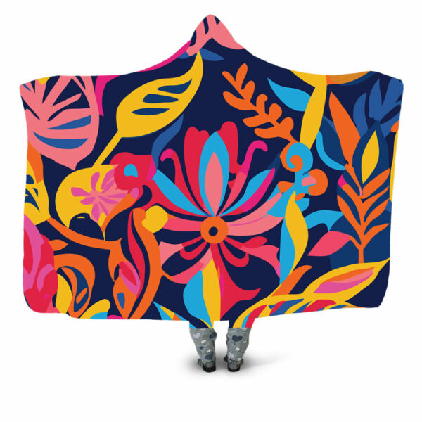 Abstract Pop flowers Hooded Blanket - Hoodie Lab