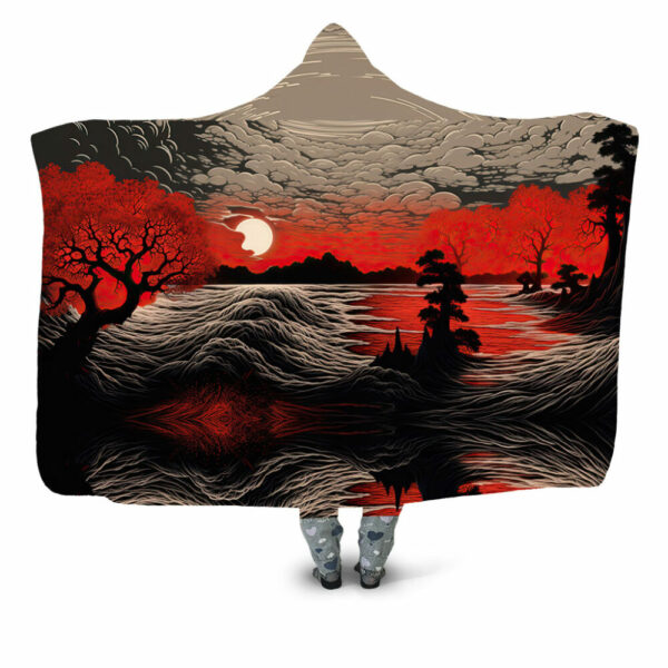 Black and Red Landscape 3 Hooded Blanket - Hoodie Lab