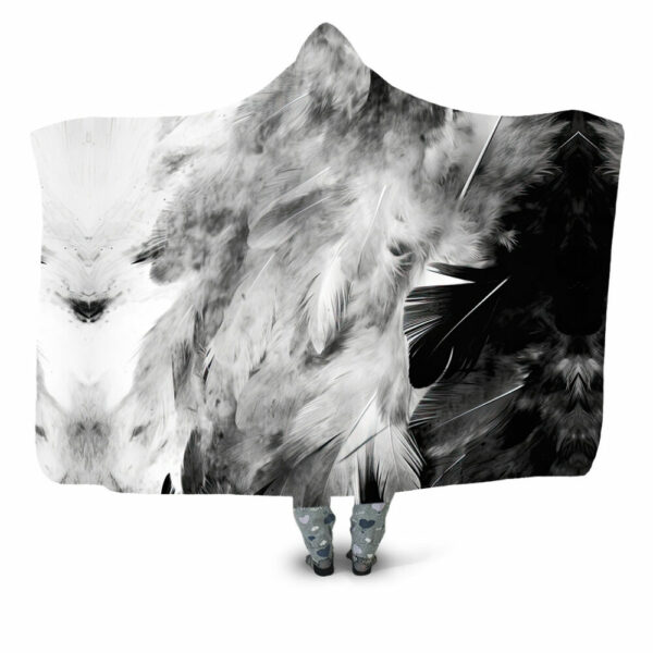black and white plummage 1 Hooded Blanket - Hoodie Lab