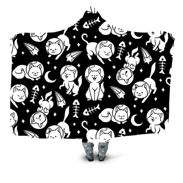 Astronaut Cats (Ex) Hooded Blanket - Hoodie Lab