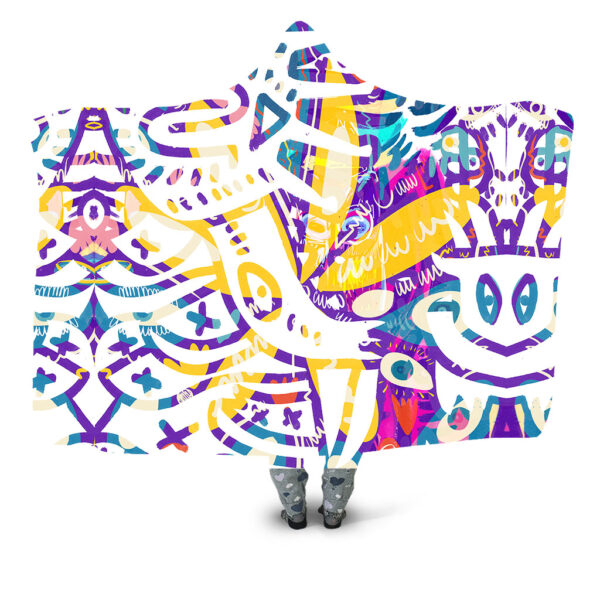 Tribal Flower Graff Hooded Blanket - Hoodie Lab