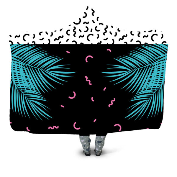 Memphis Retro Palmtree 3 Hooded Blanket - Hoodie Lab