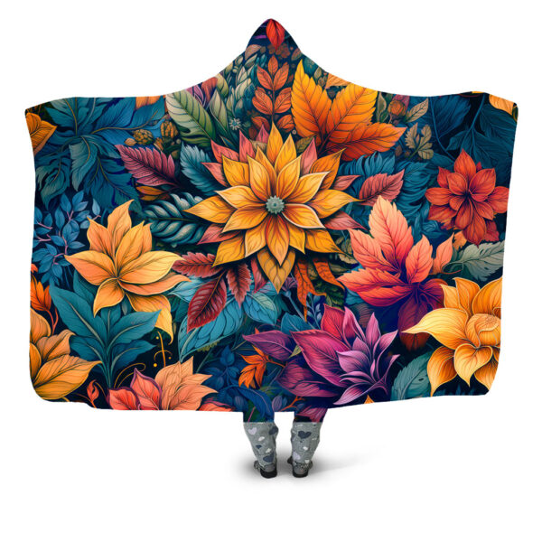 autumn leaves blue Hooded Blanket - Hoodie Lab