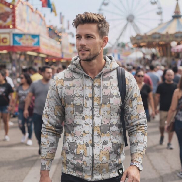 Person wearing Cats School Zip-Up Hoodie