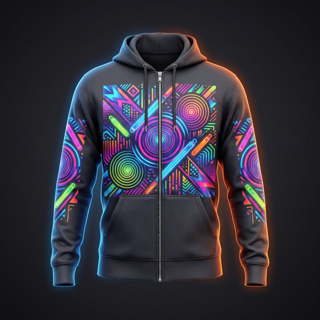 Rave graphic zip-up hoodies